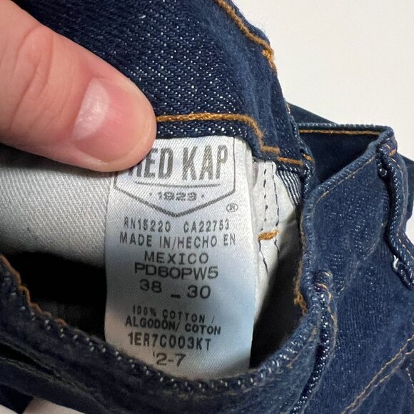 Red Kap Jeans Straight Leg Work Utility Dark Wash Denim Men's size 38x30 - Picture 3 of 6